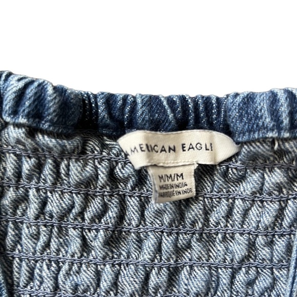 American Eagle denim peplum spaghetti strap crop top size medium - Picture 5 of 5